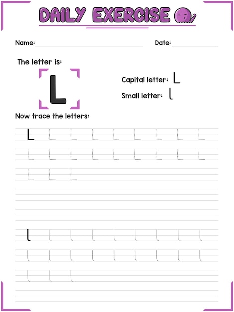 Alphabet Letter Tracing Practice and Handwriting Exercise for Primary Kindergarten School Kids
