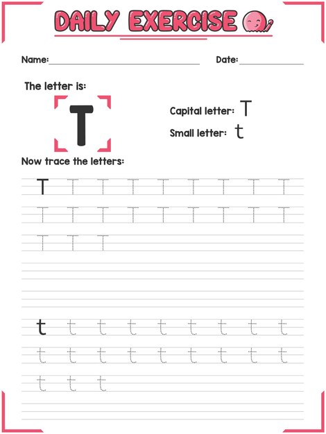 Pratica di tracciamento delle lettere dell'alfabeto ed esercizio di scrittura a mano per i bambini della scuola materna primaria