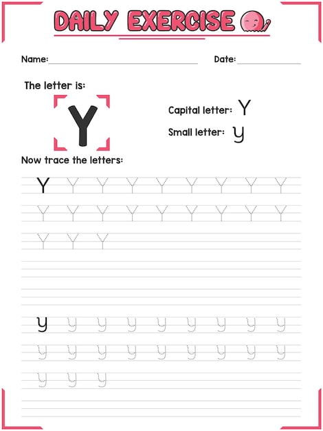 Alphabet Letter Tracing Practice and Handwriting Exercise for Primary Kindergarten School Kids