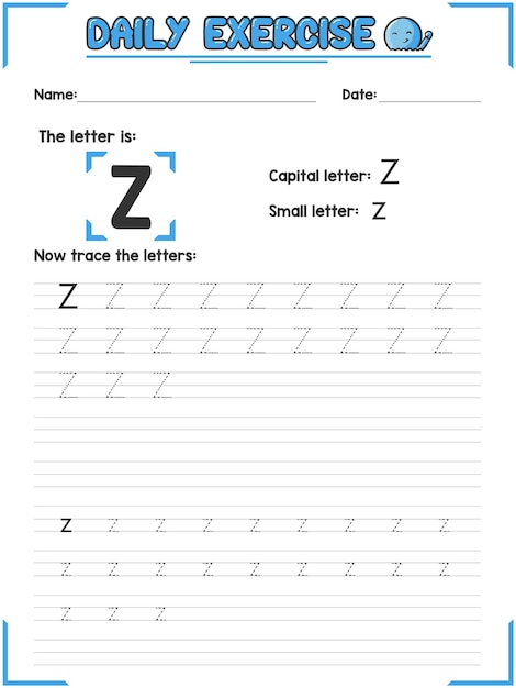 Alphabet Letter Tracing Practice and Handwriting Exercise for Primary Kindergarten School Kids