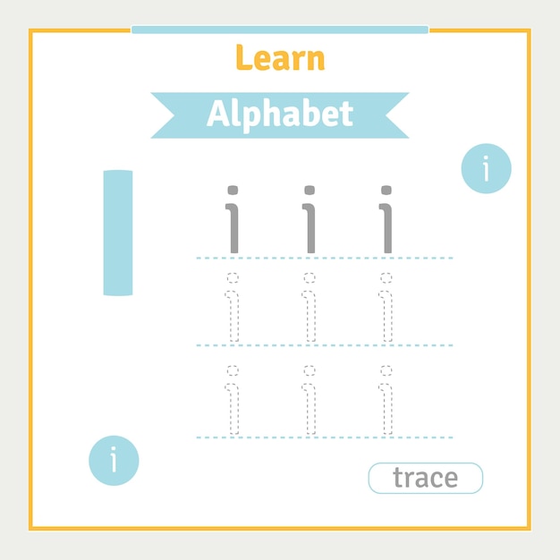 子供の就学前のイラストの幼稚園の学習活動のアルファベット文字トレース ワークシート