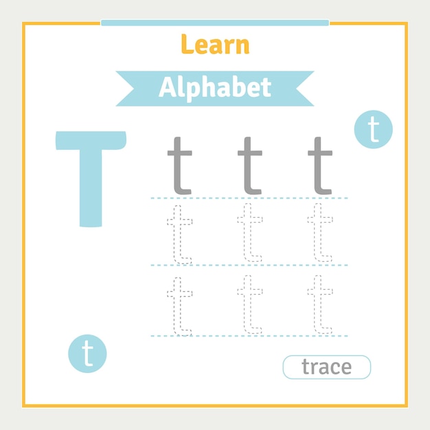 Alphabet letter tracing worksheet for kids preschool illustration learning activity for kindergarten