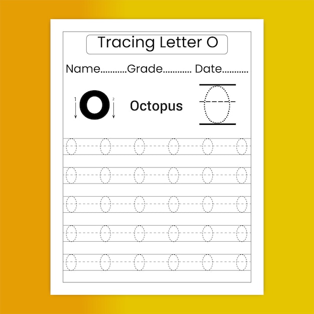 Alphabet letter tracing worksheet for kids