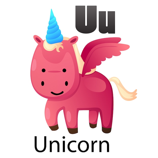 Alphabet letter u-unicorn