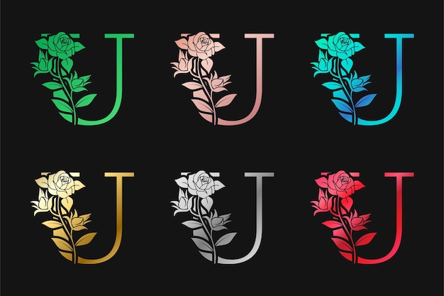 Alphabet Letter U With Floral Design And Leaves Vector Design