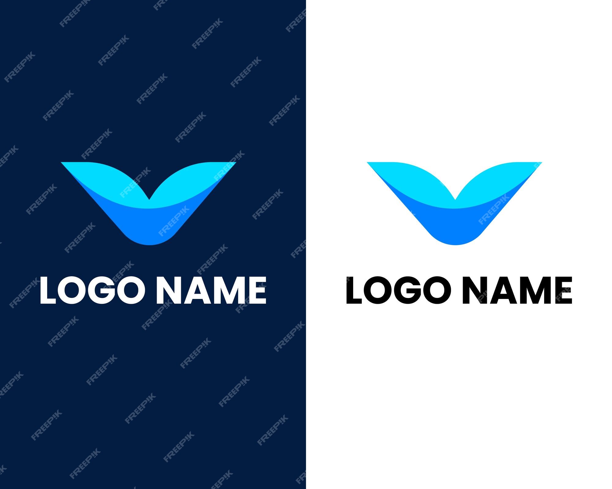 White blue alphabet letter v logo company icon Vector Image