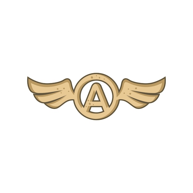 Vettore lettera dell'alfabeto con ala di uccello angelo