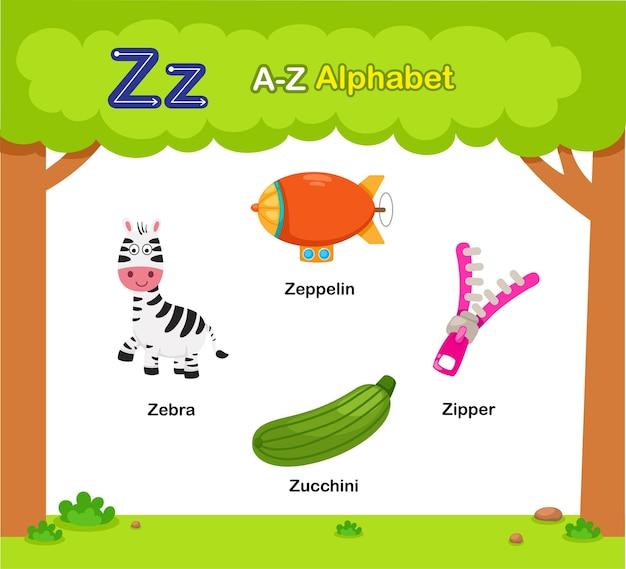 Vector alphabet letter z education vocabulary illustration vector