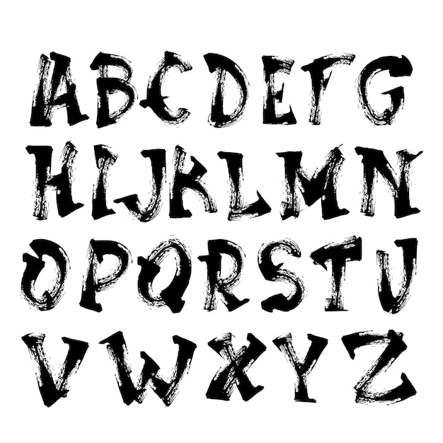 Vettore insieme dell'iscrizione del nero del testo della raccolta delle lettere di alfabeto
