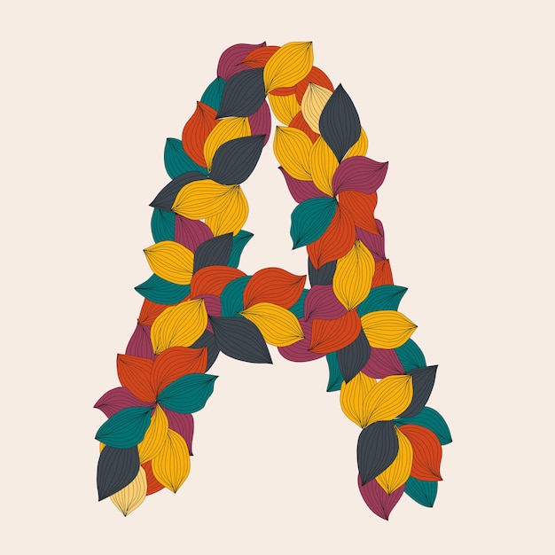 Vector alphabet letters from leaves illustration