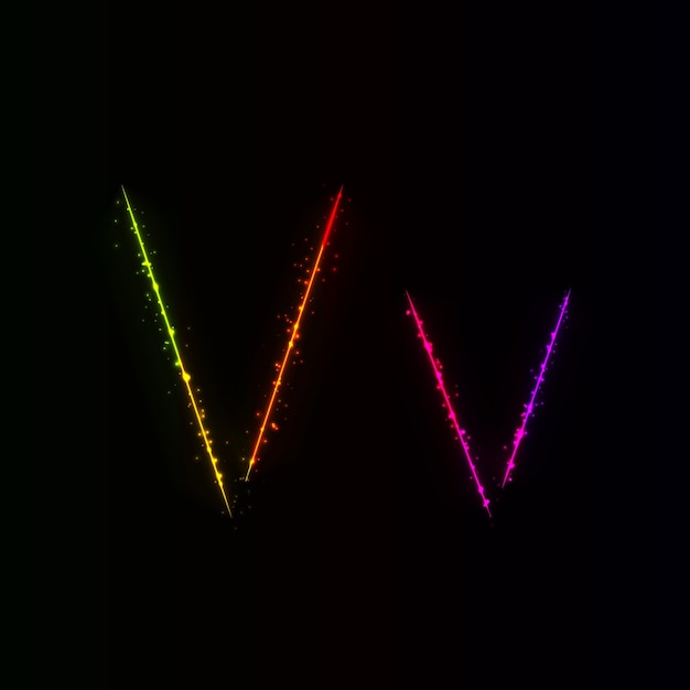 Alphabet letters of gradient lights on dark background