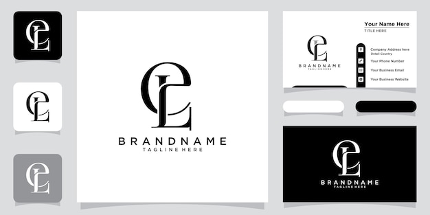 Alphabet letters Initials Monogram logo EL or LE E and L with business card design