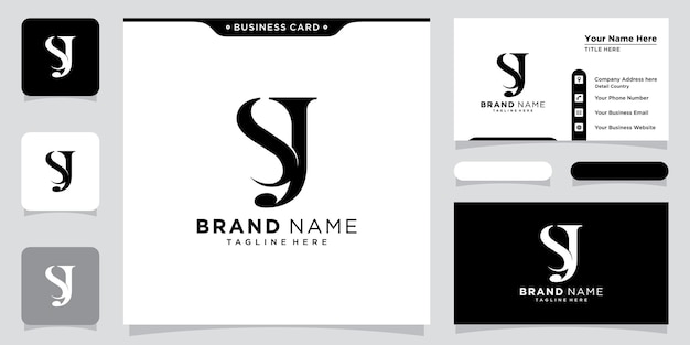 Буквы алфавита Инициалы Логотип монограммы JS или SJ J и S с дизайном визитной карточки