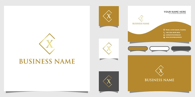 Alphabet letters initials monogram X logo with business card design Premium Vector