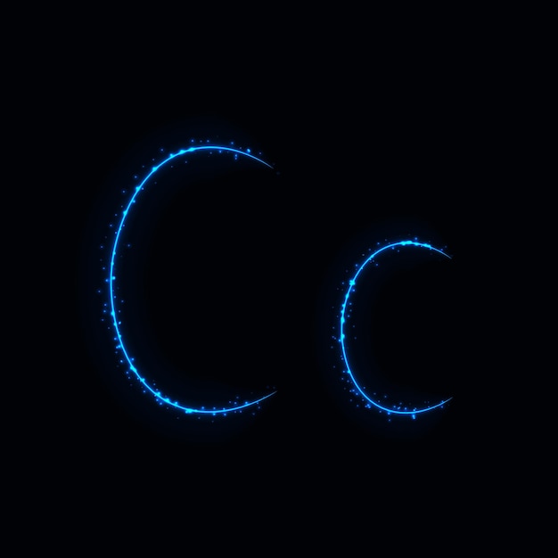 Vector alphabet letters of lights