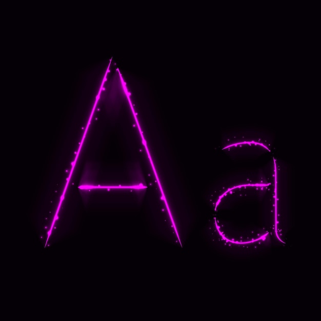 Vector alphabet letters of lights