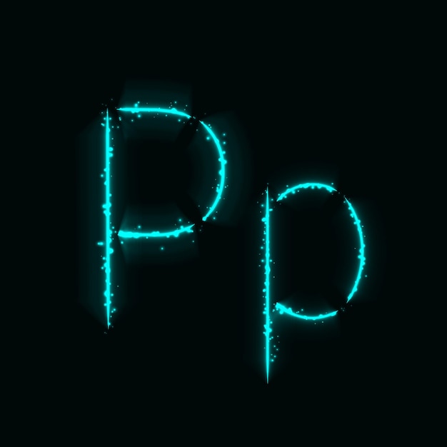 Vector alphabet letters of lights