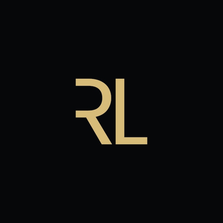 Vector alphabet letters logo rl r and l monogram