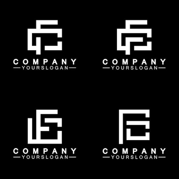 Alphabet letters monogram logo CFFCC and F elegant and Professional white color letter icon design on black background