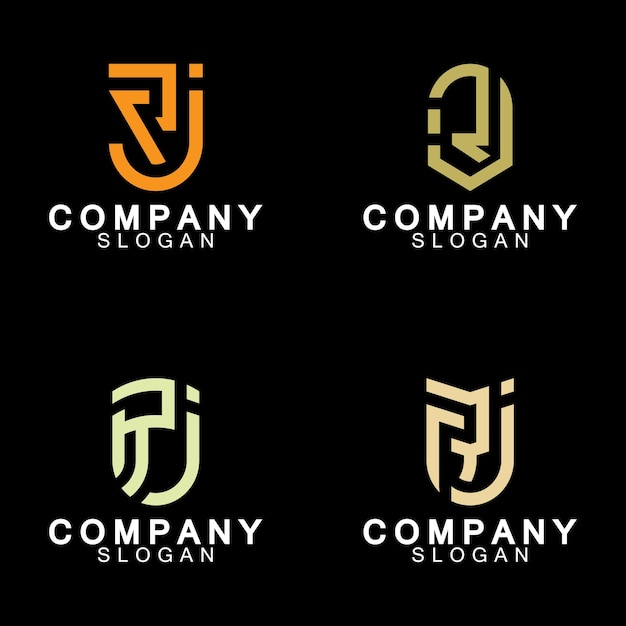 Disegno del logo aziendale delle lettere dell'alfabeto rj o jr
