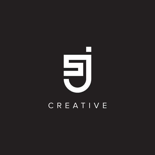 알파 글자 SJ JS 최소 로고 이니셜 모노그램 아이콘 터