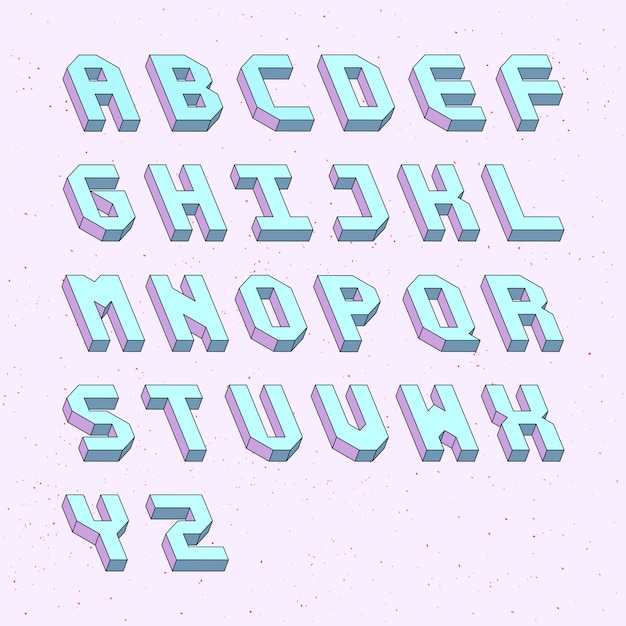 Буквы алфавита с 3d изометрическим эффектом