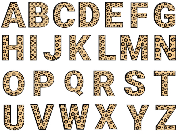 Alphabet letters with leopard pattern letters with leopard print