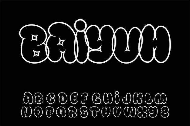 Alphabet Line Graffiti Street Fat Typeset Cartoon Vector