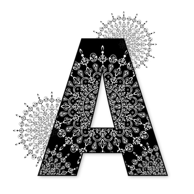 Vector alphabet a mandala design letter banner template decoration