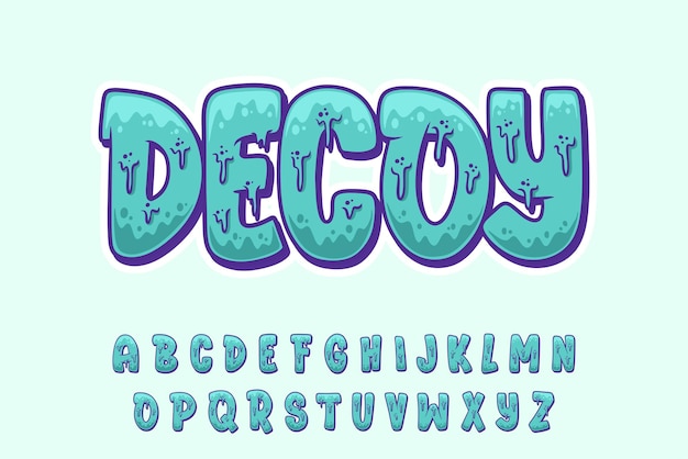 Vector alphabet melt soap graffiti font type vector