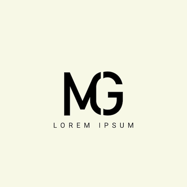 Vettore modello del logo vettoriale dell'alfabeto mg e dell'illustrazione del monogramma gm