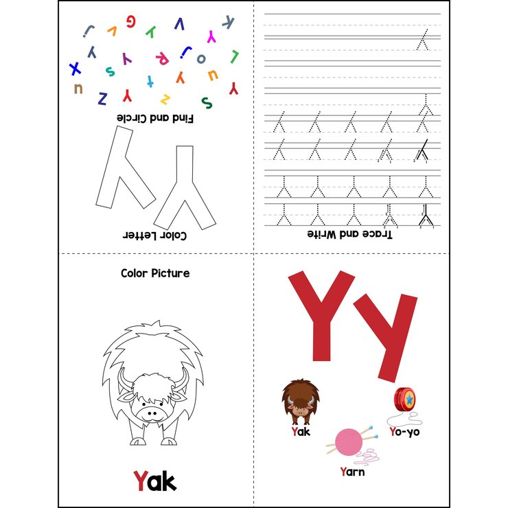 Vector alphabet minibook activities for kids yy