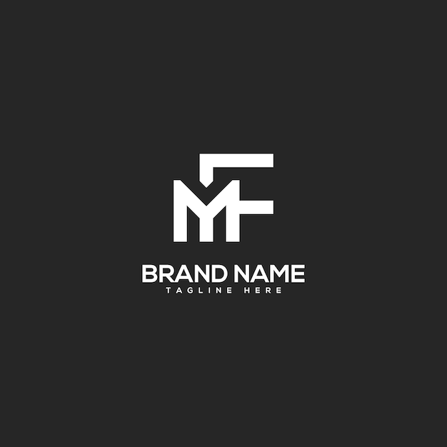 alphabet minimal letter mf fm logo design template vector