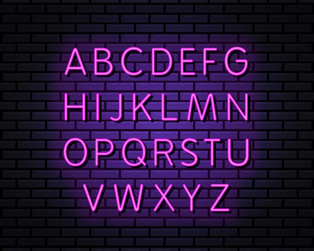 Vector alphabet neon style