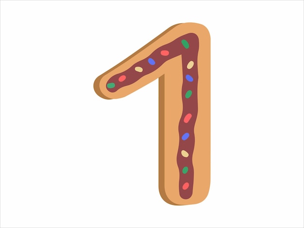 Alphabet Number 1 with Donut Illustration