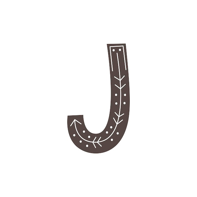 Алфавит и цифры в скандинавском стиле Ручной рисунок векторной иллюстрации J