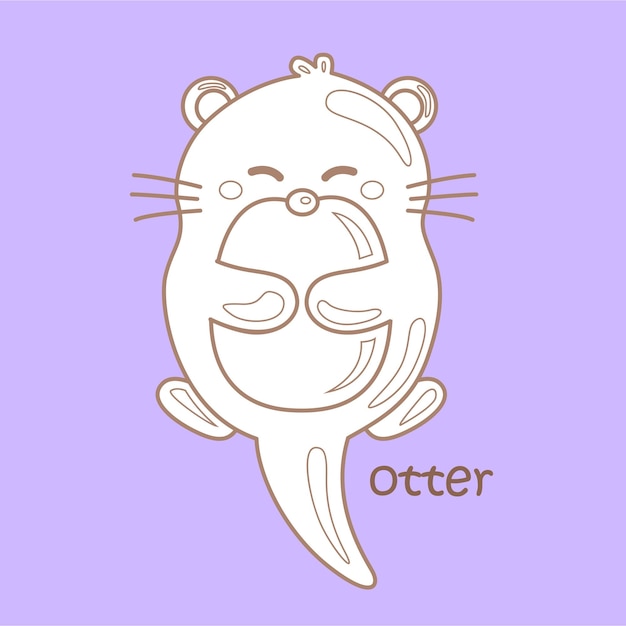 Alphabet o for otter vocabulary school lesson digital stamp