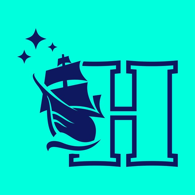 Alphabet old sail boat h logo