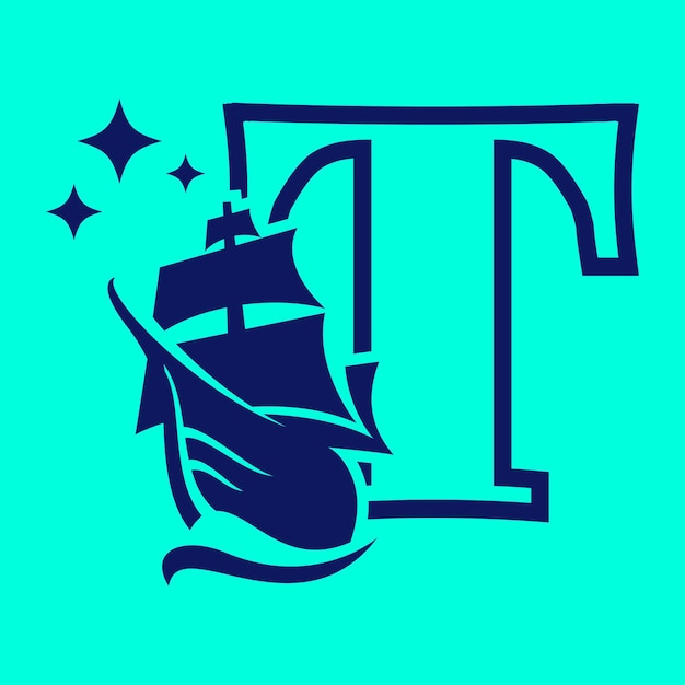 Alphabet Old Sail Boat T Logo