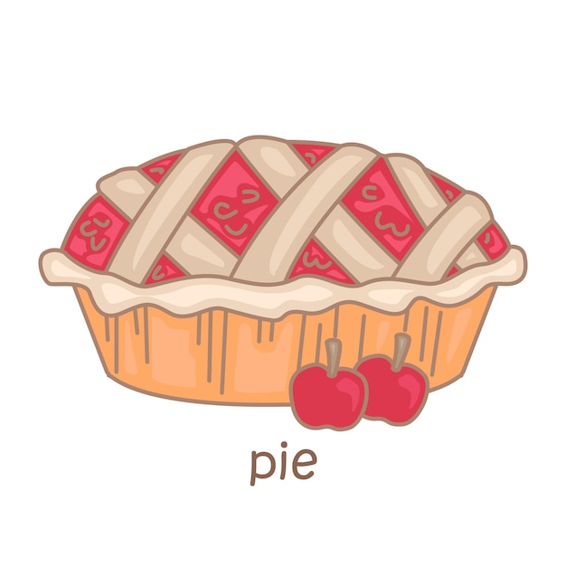 Vector alphabet p for pie vocabulary school lesson illustration vector clipart