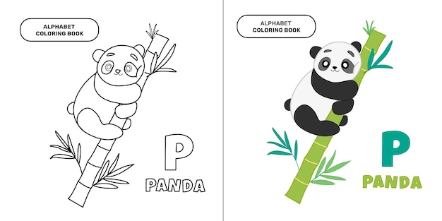 Libro da colorare alfabeto panda