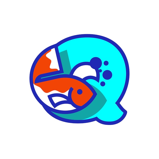 Vector alphabet q fish logo