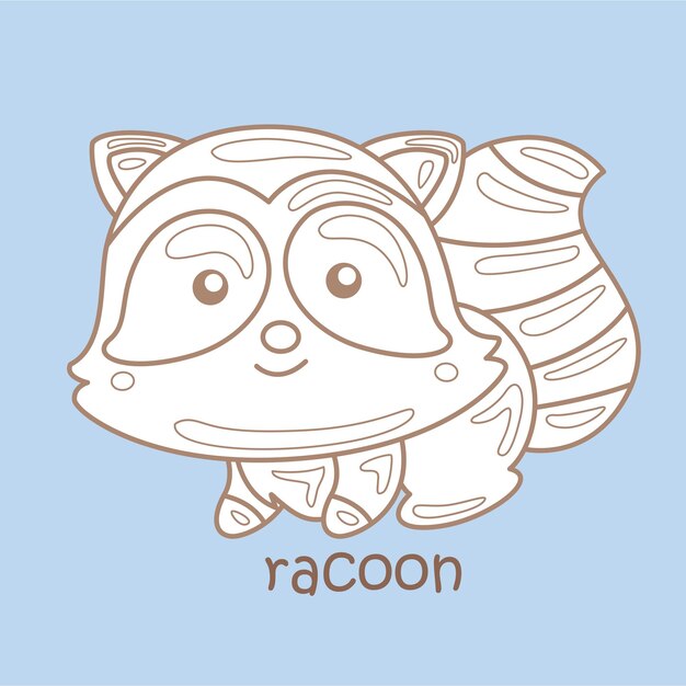 Alphabet R For Racoon Vocabulary School Student Reading Lesson Digital Stamp Outline Cartoon