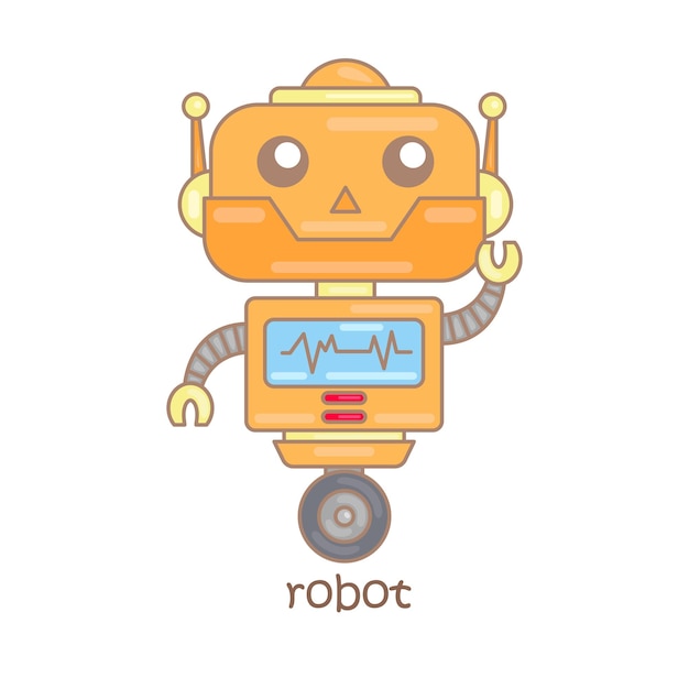 Alfabeto r per robot vocabolario lettura cartone animato scuola lezione illustrazione vettoriale clipart