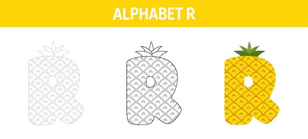 Alphabet R tracing and coloring worksheet for kids