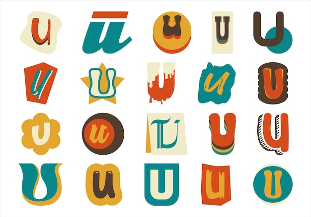 Vector alphabet ransom note letter u