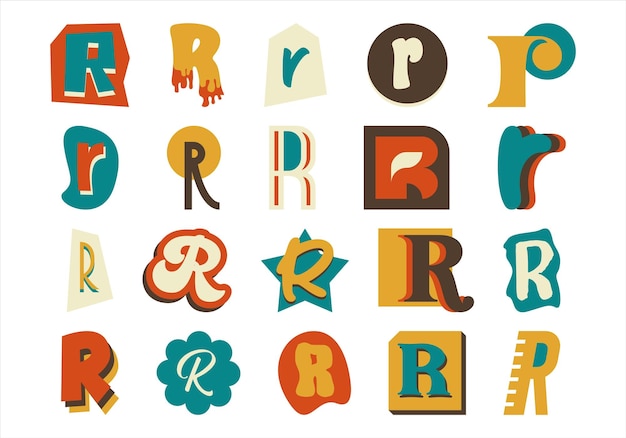 Vector alphabet ransom note r paper set