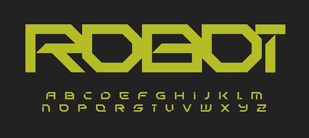 Alphabet in robotic technology style geometric futuristic font for modern innovation design