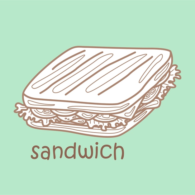 Vector alphabet s for sandwich vocabulary student lesson school cartoon digital stamp outline