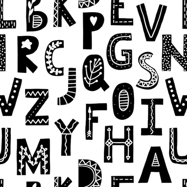 Alphabet seamless pattern Scandinavian letter background for nursery room ABC  nordic wallpaper